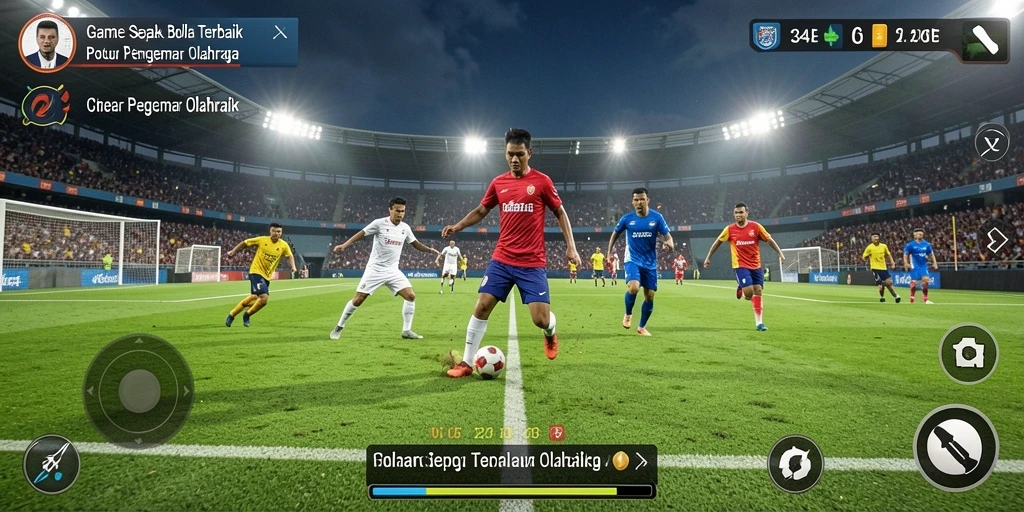 Gameplay dinamis 234E dengan aksi sepak bola seru.