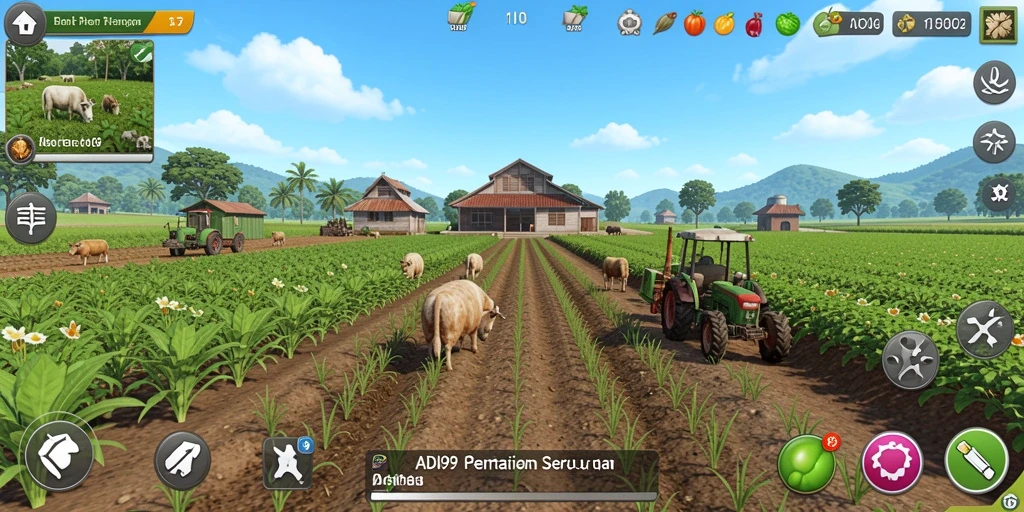 Screenshot gameplay ADI99 menampilkan aktivitas bertani yang seru dan interaktif.
