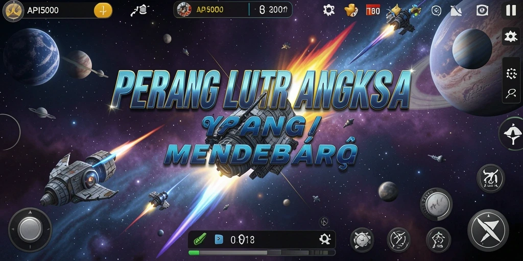 Tampilan gameplay seru dalam API5000 dengan adegan pertempuran luar angkasa.