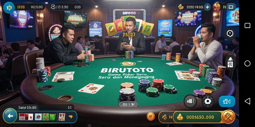 Tampilan gameplay menarik dari BIRUTOTO dengan suasana Poker nyata.