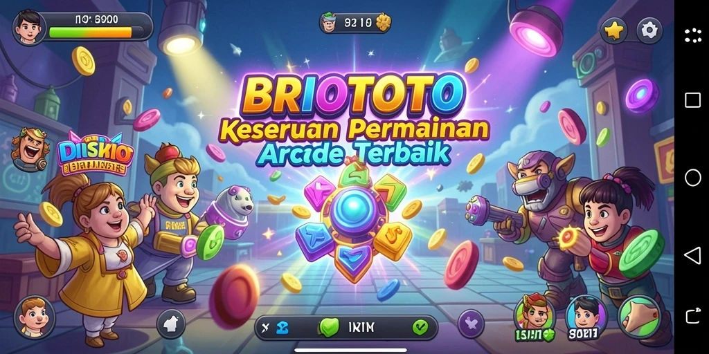 Tangkapan layar utama gameplay BRIOTOTO yang menampilkan aksi seru di game Arcade.