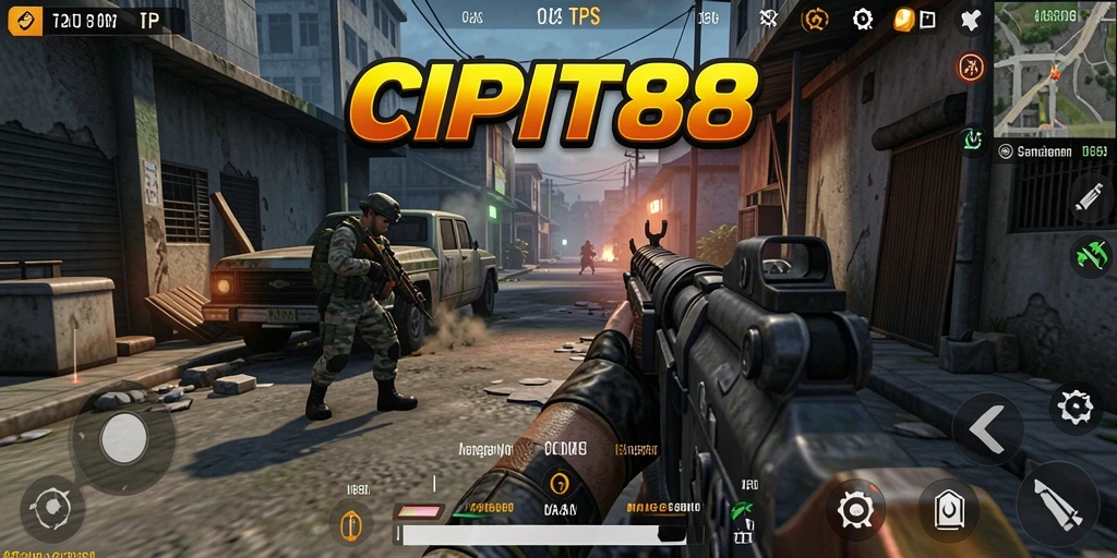 Screenshot utama menampilkan aksi seru dalam game TPS CIPIT88.