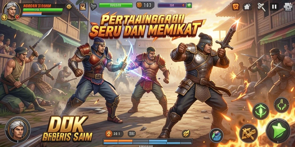 Tampilan gameplay seru di DKK dengan aksi pertarungan yang intens.
