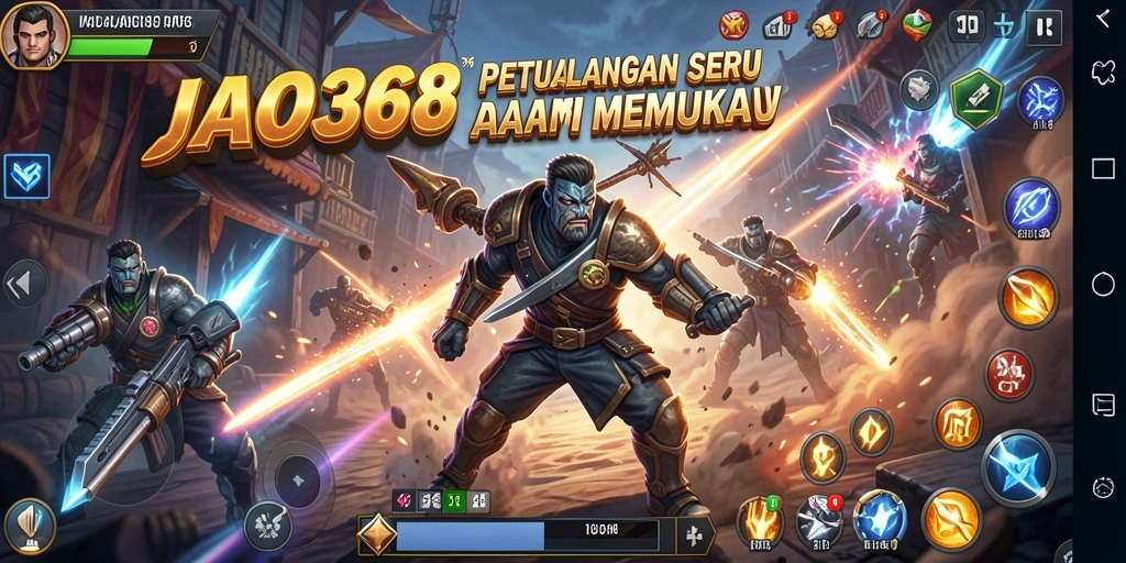 Tampilan gameplay JAGO368 yang penuh aksi dengan karakter berinteraksi.