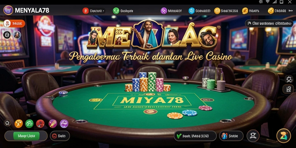 Screenshot MENYALA78 menampilkan dealer langsung dan suasana kasino yang nyata.