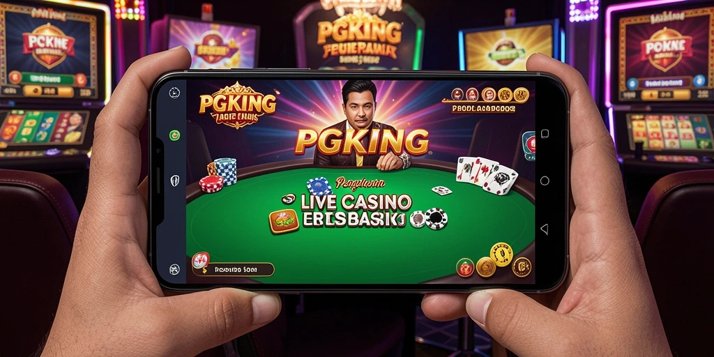 Screenshot PGKING menampilkan dealer langsung dan gameplay seru di Live Casino.