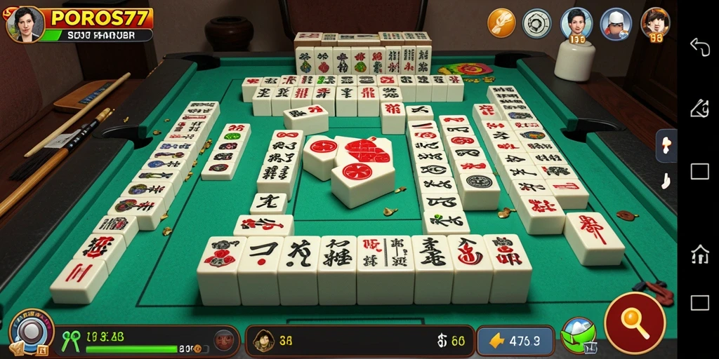 Screenshot utama POROS77 menampilkan gameplay Mahjong yang seru dan menarik.