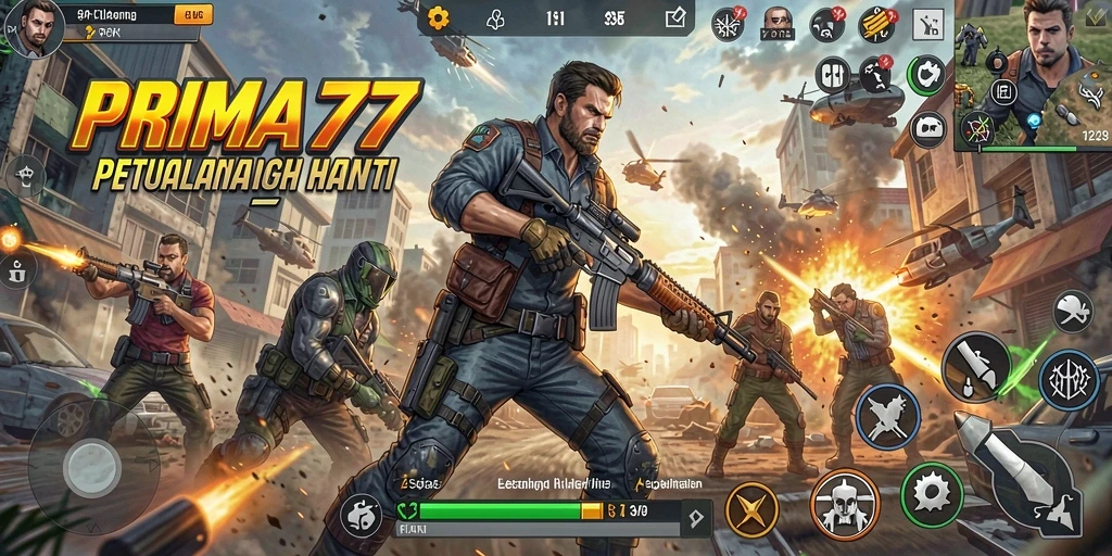 Tampilan dinamis dari gameplay aksi PRIMA77 yang mendebarkan.