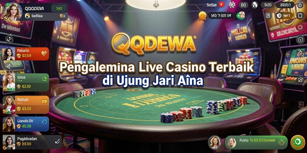 Screenshot gameplay Live Casino QQDEWA dengan dealer dan permainan yang menarik.