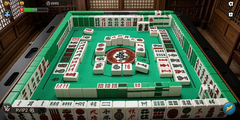 Screenshot gameplay RVIP2 menampilkan keseruan permainan Mahjong yang penuh tantangan.