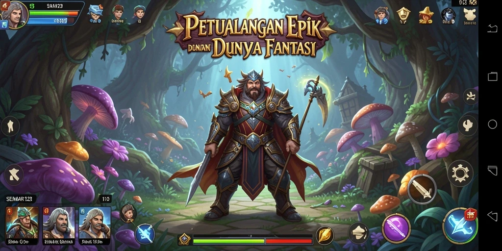 Tangkapan layar menunjukkan aksi seru di dunia RPG SEMAR123.