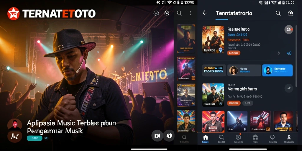 Tampilan antarmuka TERNATETOTO saat memutar musik dengan fitur interaktif.