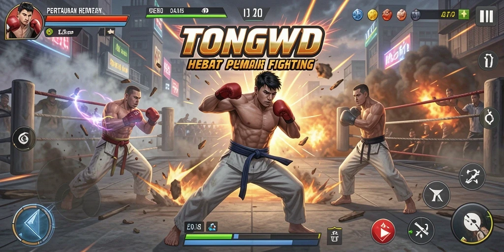 Tangkapan layar TONGWD menampilkan pertarungan epik antara karakter yang kuat.