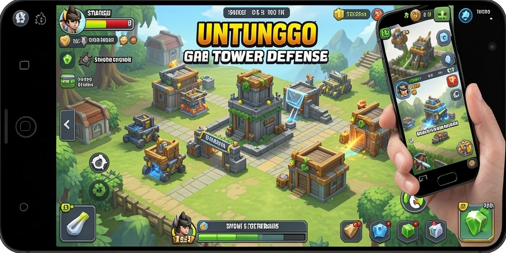Tangkapan layar gameplay menegangkan dari UNTUNGGO yang menampilkan pertahanan yang kokoh.